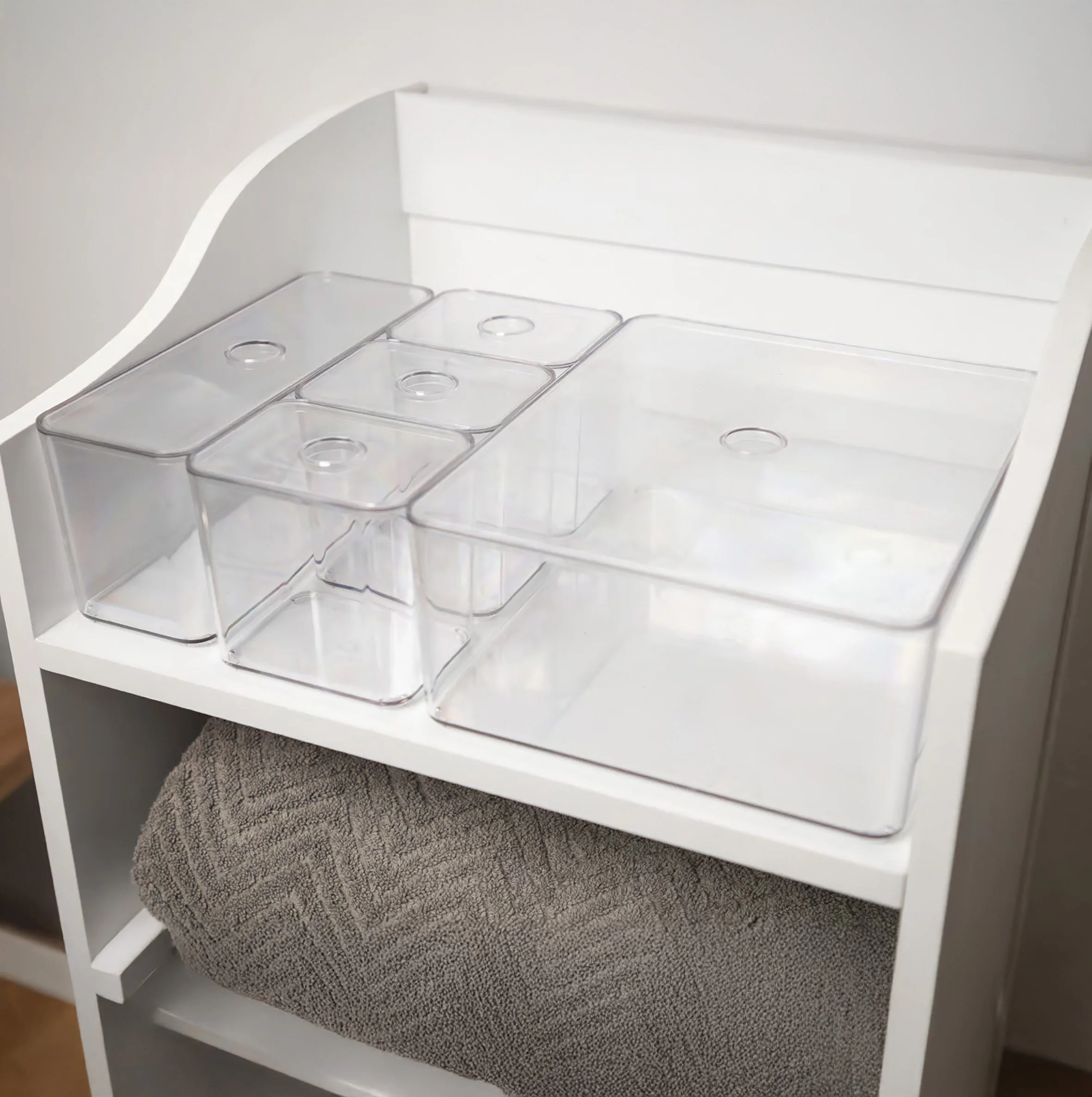 SPETEBO Aufbewahrungsbox 5er Set Badezimmer transparent mit Deckel
