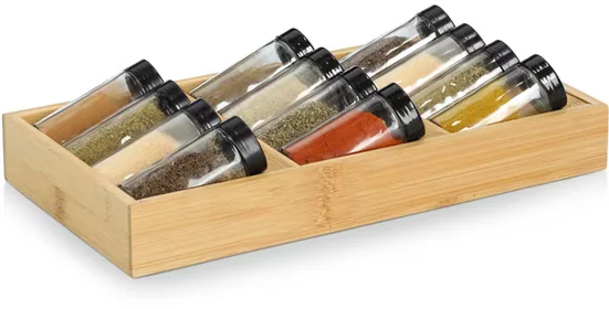 ZELLER PRESENT Gewürzstreuer Gewürzeinsatz Set 13 tlg Bambus Glas