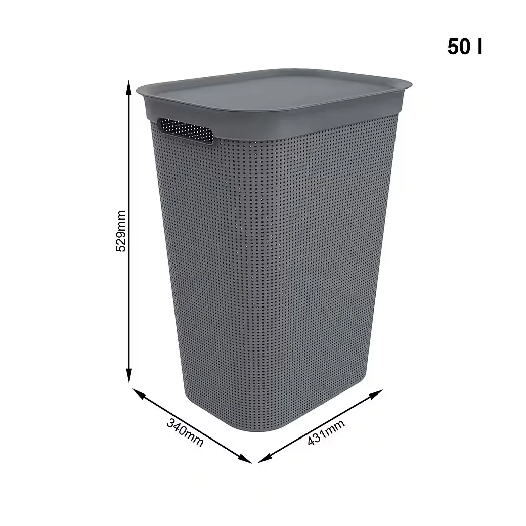 Wäschekorb Brisen Wäschebox 50l mit Deckel und Griffe