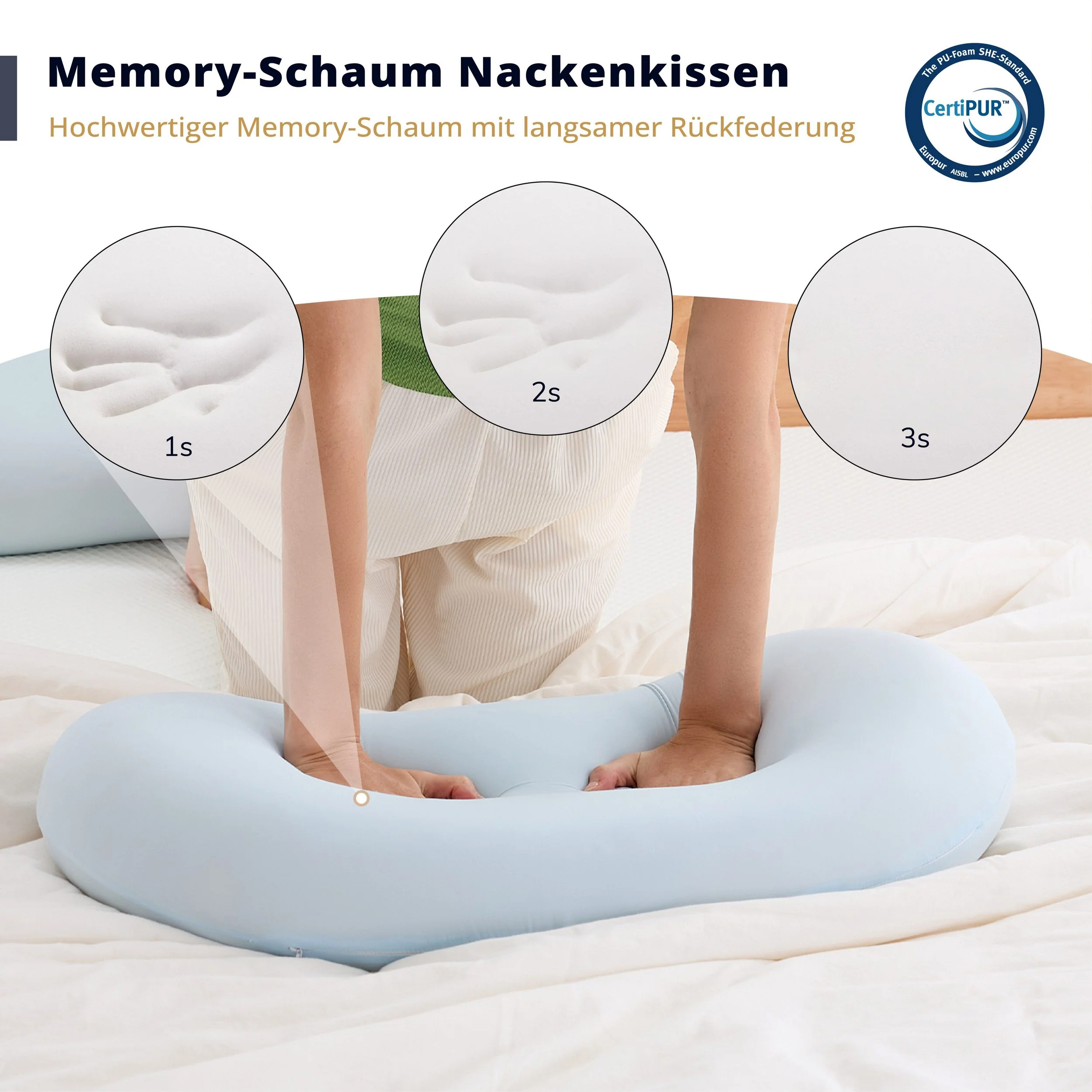EMERSPRING Nackenstützkissen Memory Foam 66x39 cm Seitenschläfer