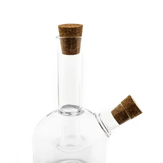 Menage-Set 2in1 Öl- & Essigflasche "Zeyla Di Due" aus Borosilikatglas mit Korken
