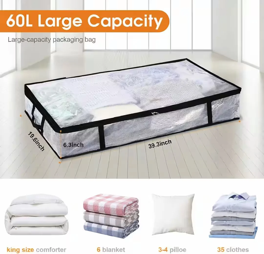 YOUYIJIA Unterbett-Aufbewahrungstaschen 4er-Pack 60 L