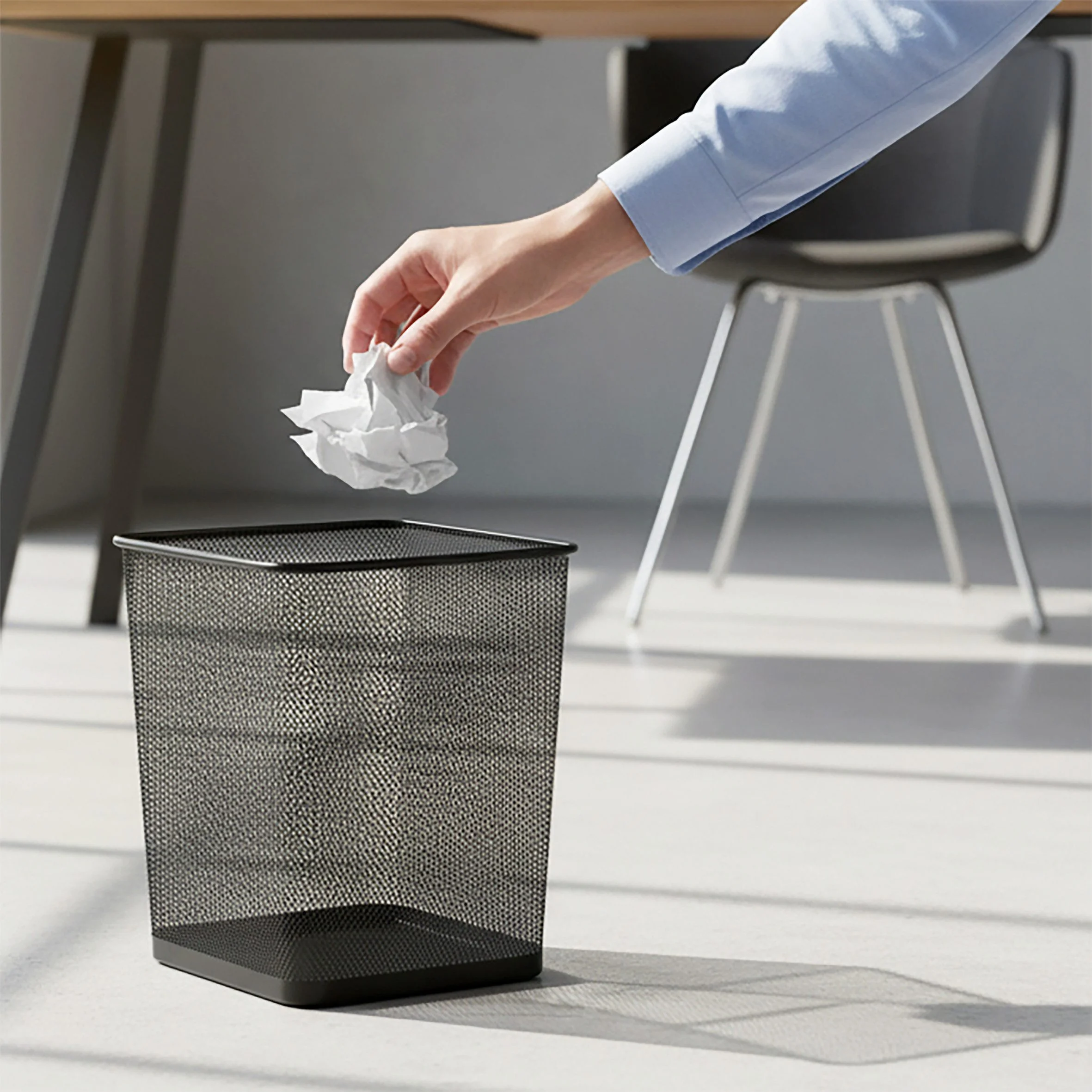 SPETEBO Mülleimer Metall Papierkorb eckig schwarz 30 x 25 cm - 16 Liter