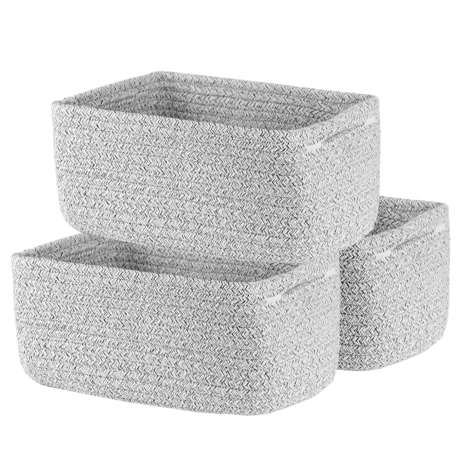 YOUYIJIA Aufbewahrungskörbe 3er Set aus Baumwollseil 25x22x13,5 cm