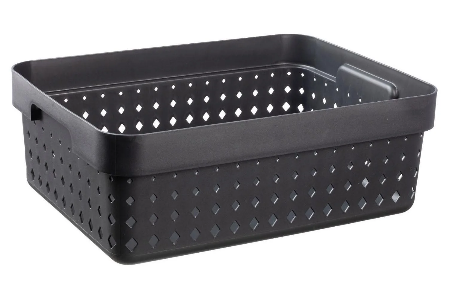 PLAST TEAM Aufbewahrungsbox SEOUL schwarz stapelbar Diamantlochung