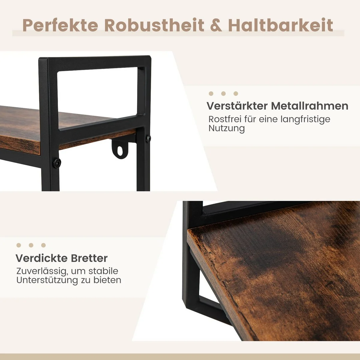 COSTWAY Wandregal Holz Hängeregal fürs Wohnzimmer und Bad