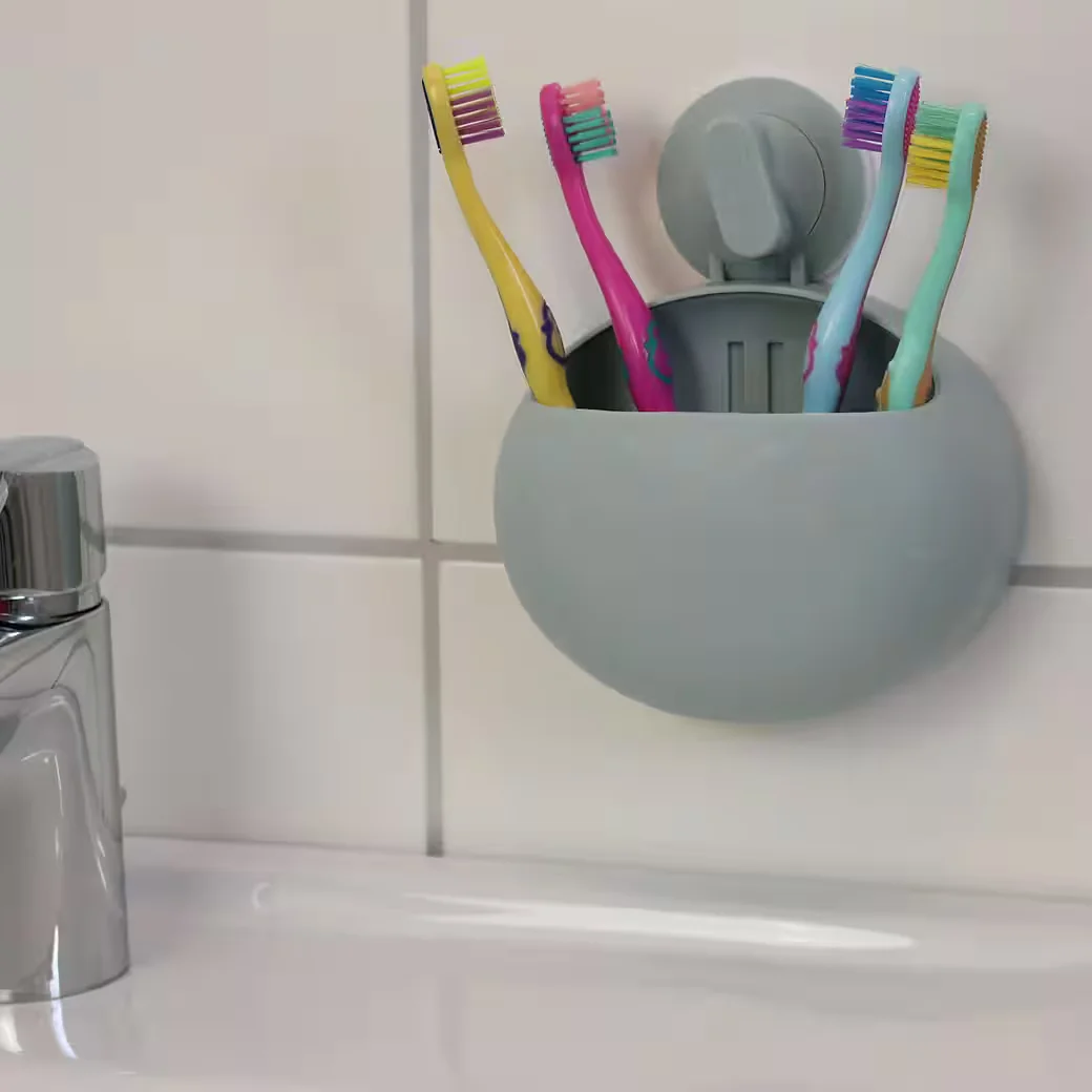 LANTELME Zahnbürstenhalter 2 Stück Set mit Saugnapf Utensilienhalter für Zahnpasta Zahnbürsten (2 Zahnbürsten Halter im Set)