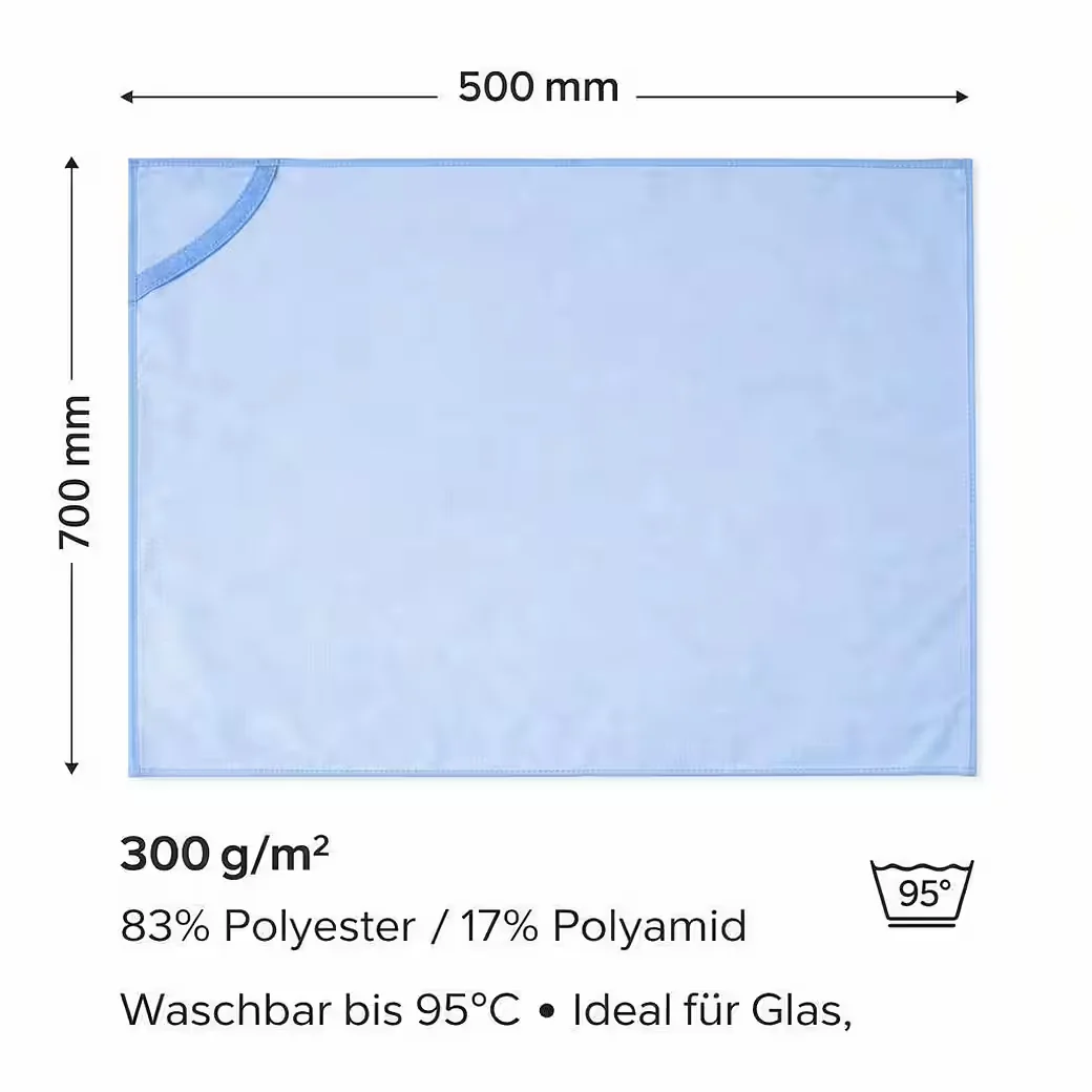 2er Set Fensterputztücher 500x700 mm – Profi Mikrofaser Glastuch 300g/ Reinigungstuch