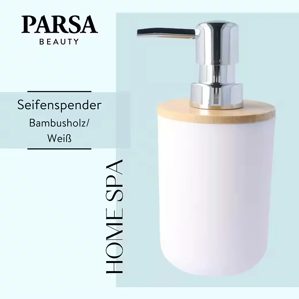 PARSA BEAUTY Seifenspender PARSA Beauty ESSENTIAL Bambus Seifenspender weiß rund Spender