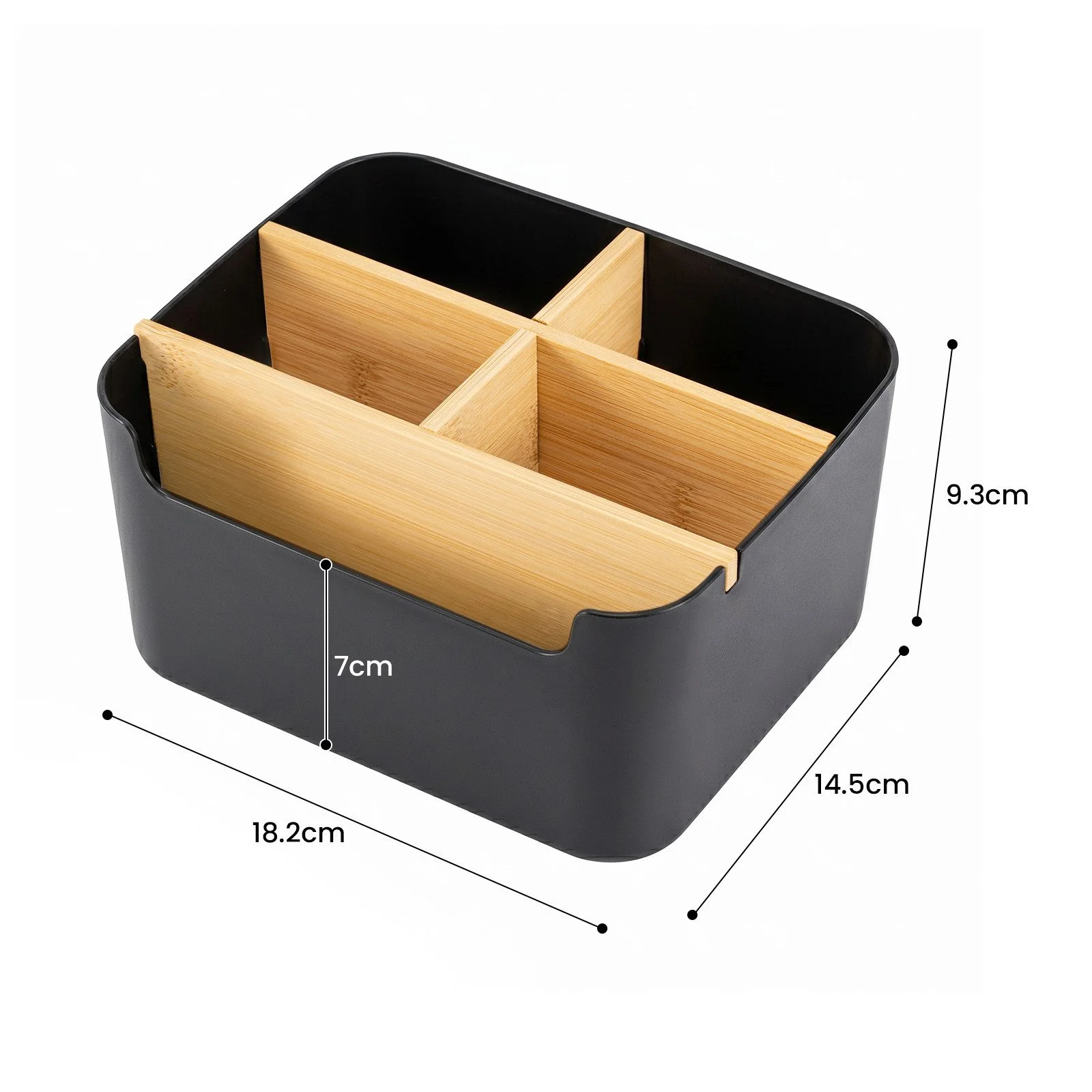 YOUYIJIA Aufbewahrungsbox Bambus Schreibtisch Organizer with 5 Compartments, Büro Organizer