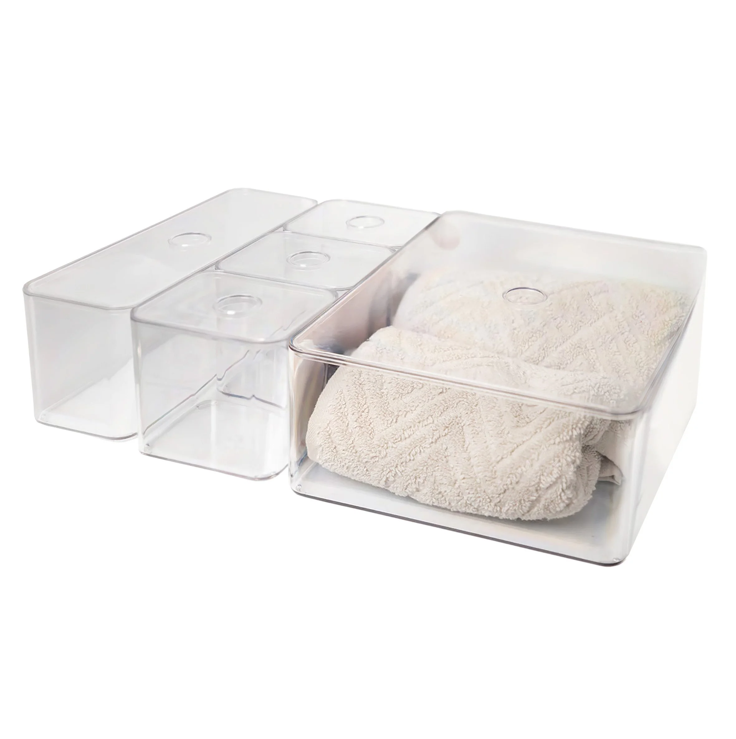 SPETEBO Aufbewahrungsbox 5er Set Badezimmer transparent mit Deckel