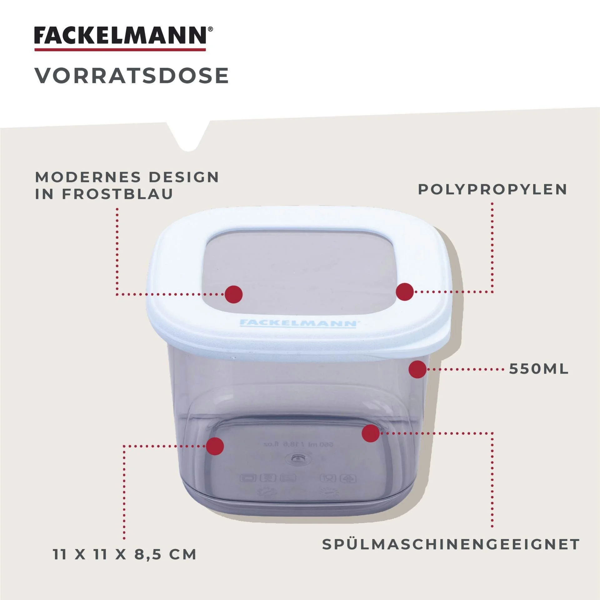 FACKELMANN Aufbewahrungsdose Küchenbehälter, Nahrungsmittelbox, Frischhaltedose, Aufbewahrungsbox