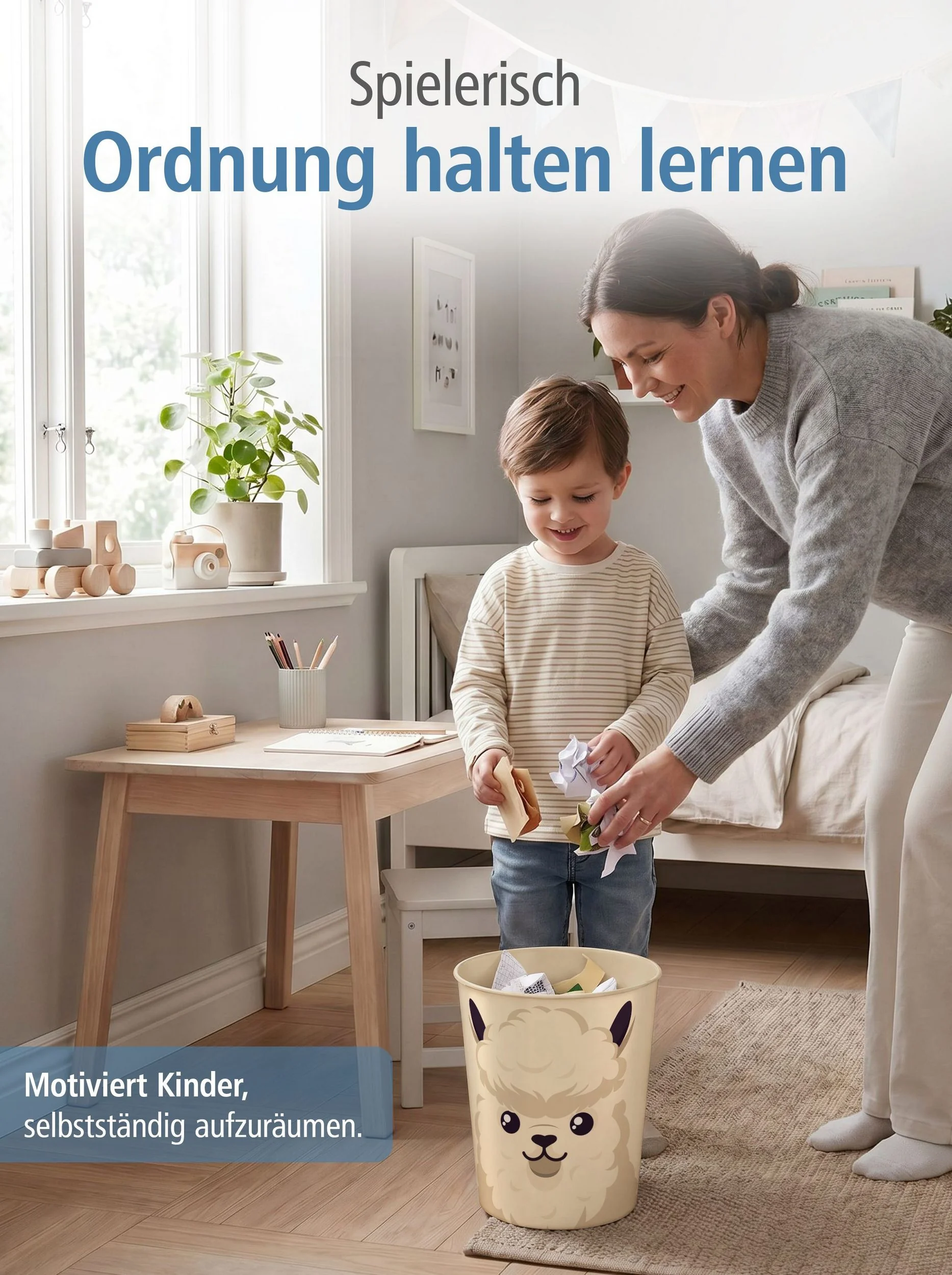 ITENGA Papierkorb Alpaka Lama Kawaii ca 11 Liter Tiermotiv