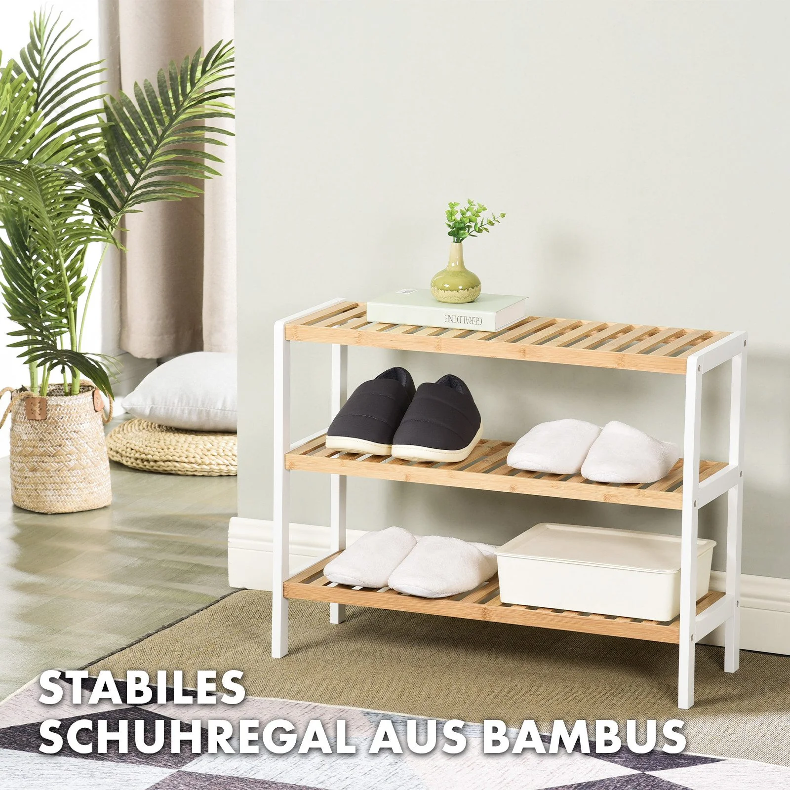 FLOORDIREKT Schuhregal aus Bambus Michigan, Stilvoll und platzsparend