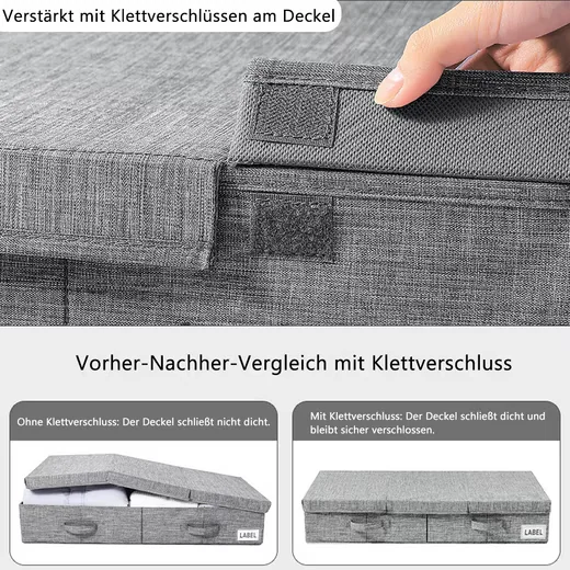 Unterbettkommode 2 Stück Unterbett Aufbewahrungsbox mit Deckel, Faltbare kommode