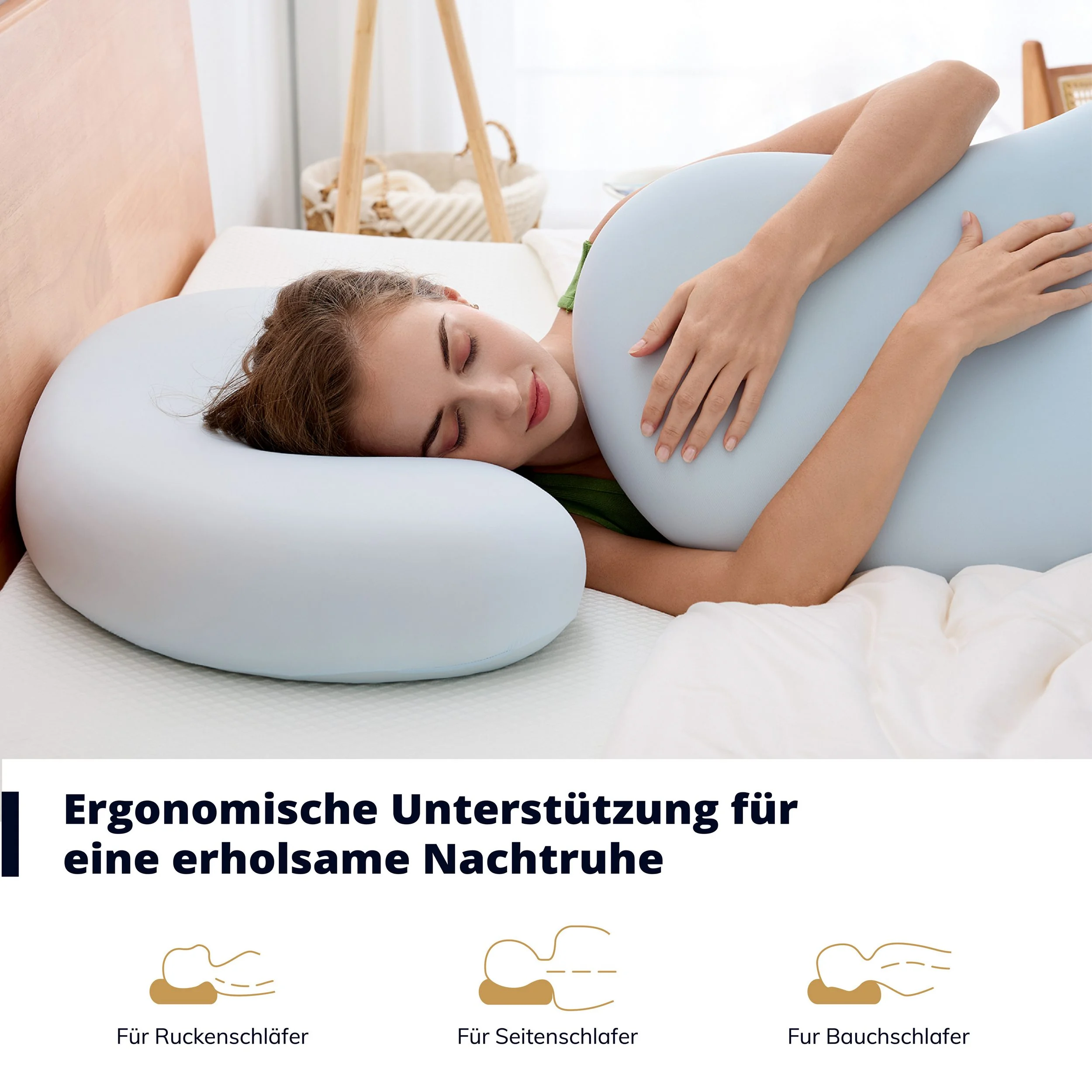 EMERSPRING Nackenstützkissen Memory Foam 66x39 cm Seitenschläfer