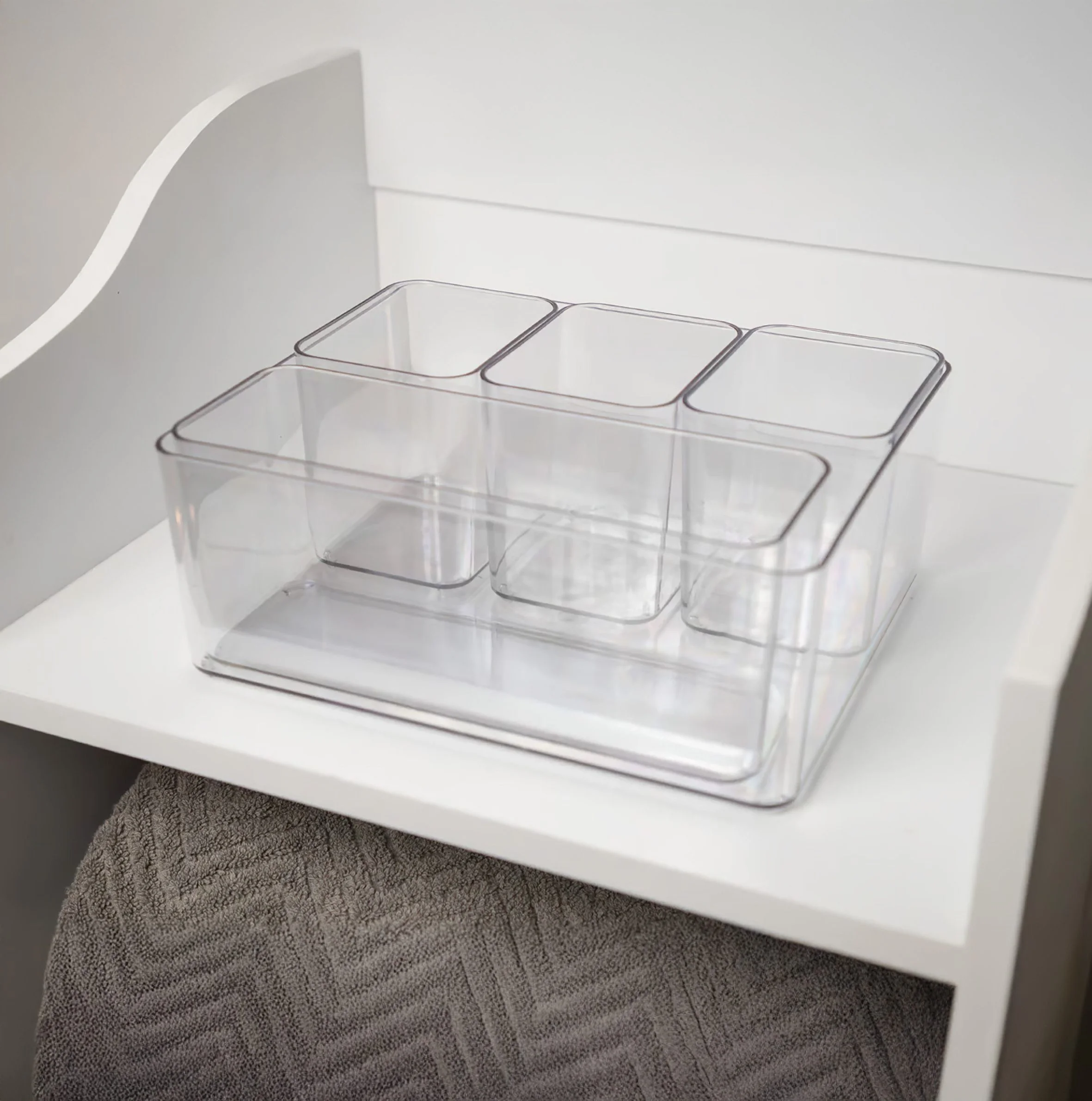 SPETEBO Aufbewahrungsbox 5er Set Badezimmer transparent mit Deckel