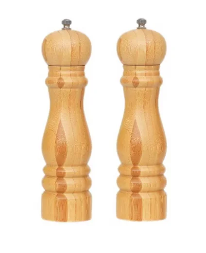 CHEFFINGER Gewürzmühlen Set 2-tlg. Bambus Salz- und Pfeffermühle