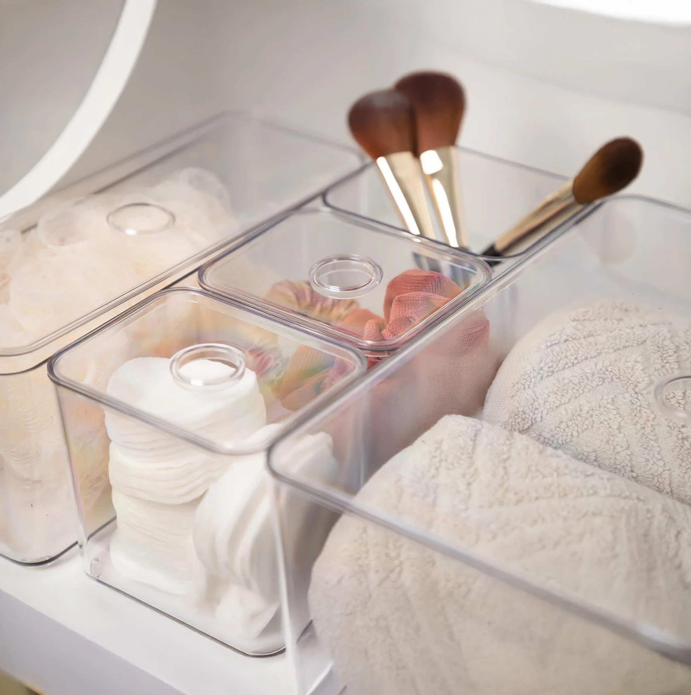 SPETEBO Aufbewahrungsbox 5er Set Badezimmer transparent mit Deckel