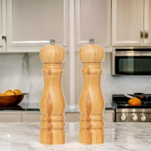 CHEFFINGER Gewürzmühlen Set 2-tlg. Bambus Salz- und Pfeffermühle