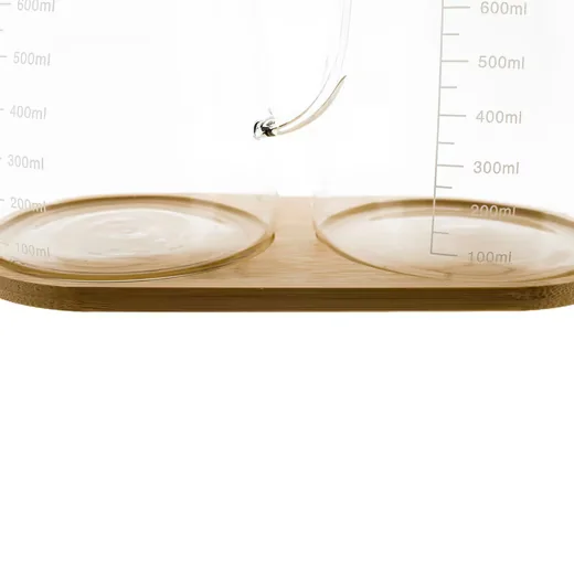SUNAY Ölspender Set 3 teilig aus Glas mit Bambusdeckel und Untersetzer