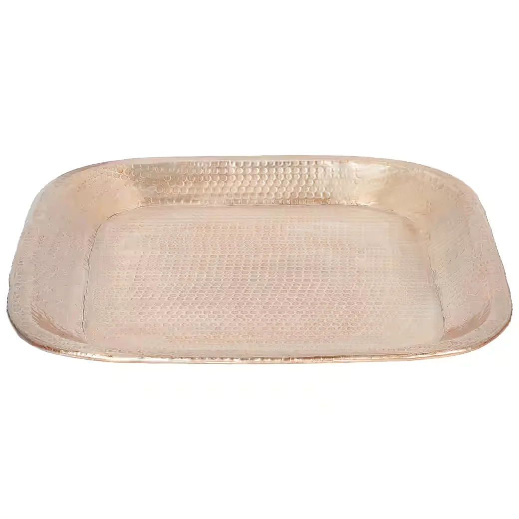 Dekotablett Quadratisches orientalisches Tablett Hosna aus Aluminium, Gold, 34 cm