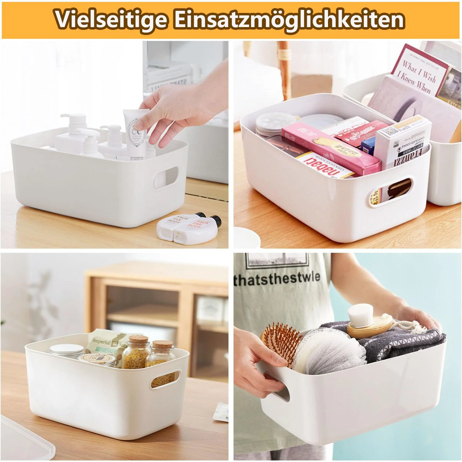 FOUORTUNATE-BEE Aufbewahrungsbox 4er Set Kunststoffbox Korb Küche Bad