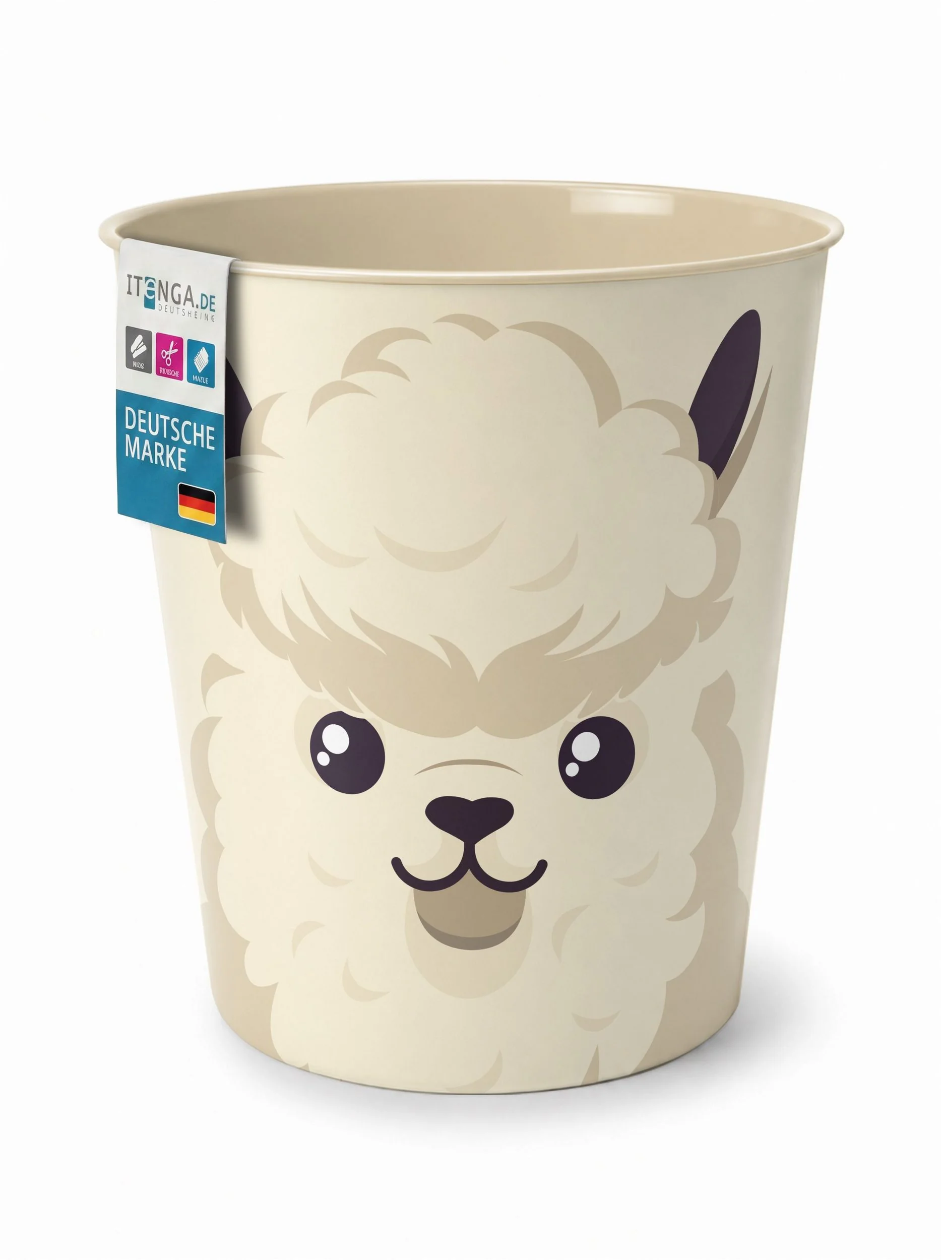 ITENGA Papierkorb Alpaka Lama Kawaii ca 11 Liter Tiermotiv