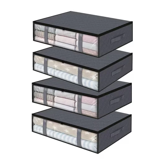 TUWENA Unterbettkommoden 4er Pack mit Sichtfenster faltbar
