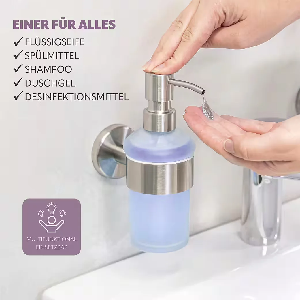 BREMERMANN Seifenspender Bad-Serie PIAZZA - aus Glas & Edelstahl, matt (1-tlg)
