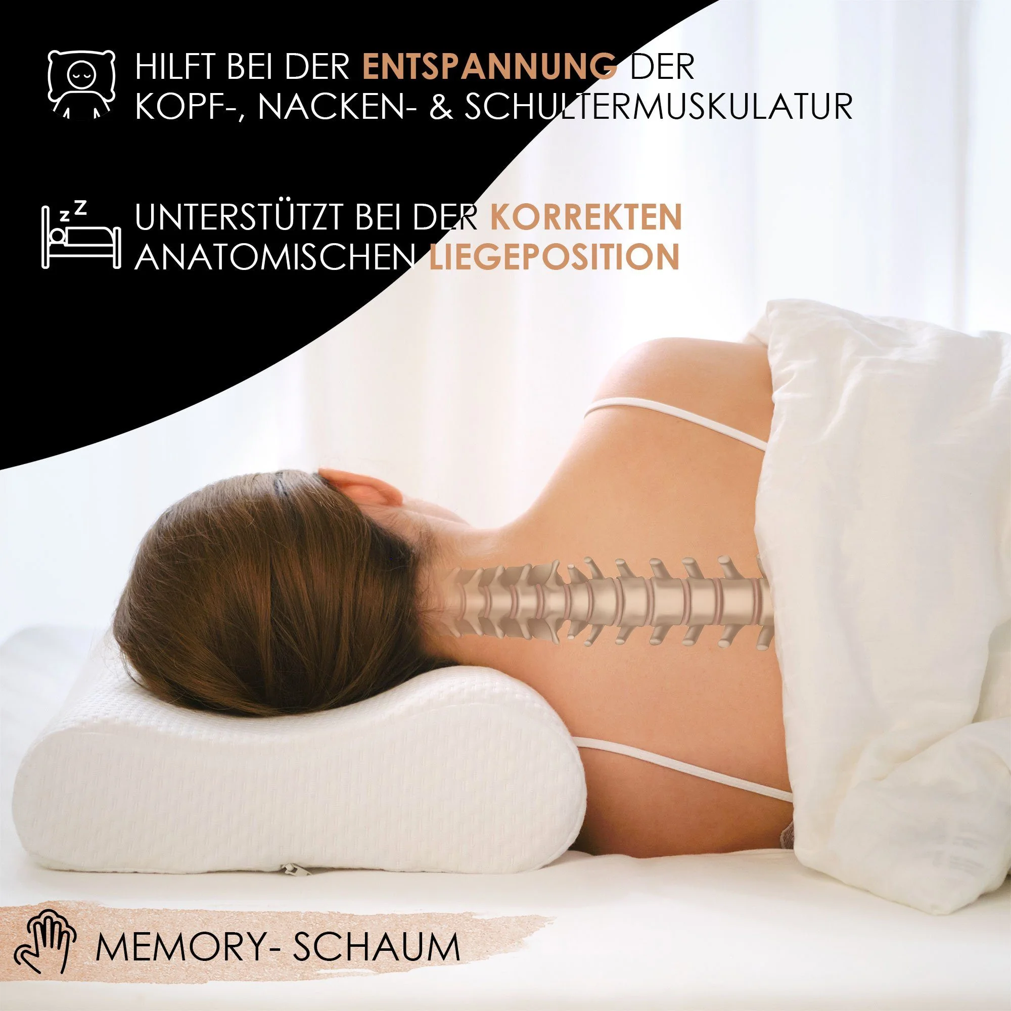 KAISERWERK Visko-Kissen ergonomisches Nackenstützkissen Kopfkissen
