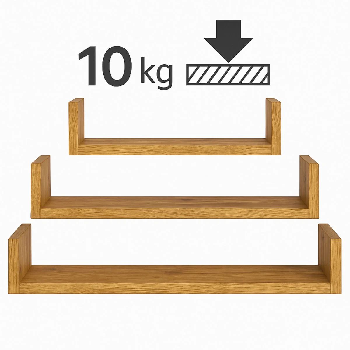 BEGRYF Wandregale 3er-Set Erlefarben 30/45/60 x 15 x 10 cm