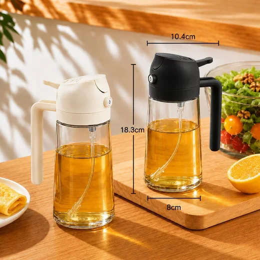 ILOKEN Ölspender 2er Set Glas Ölsprüher 470 ml Sprayflasche