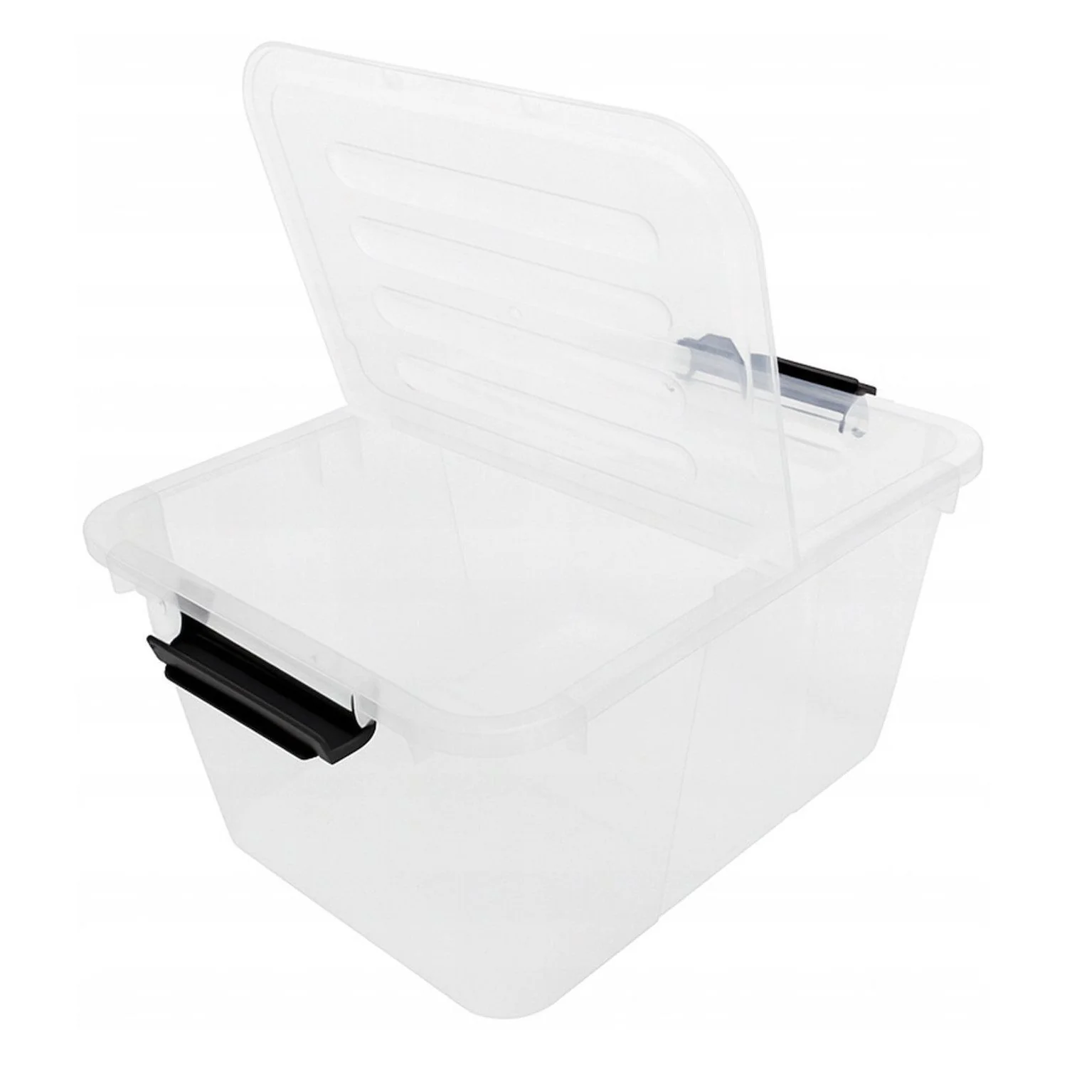 PLAST TEAM Aufbewahrungsbox Behälter mit Doppeldeckel 15l Doppeldeckelbehälter, Klappdeckel, Sicherheitsclips