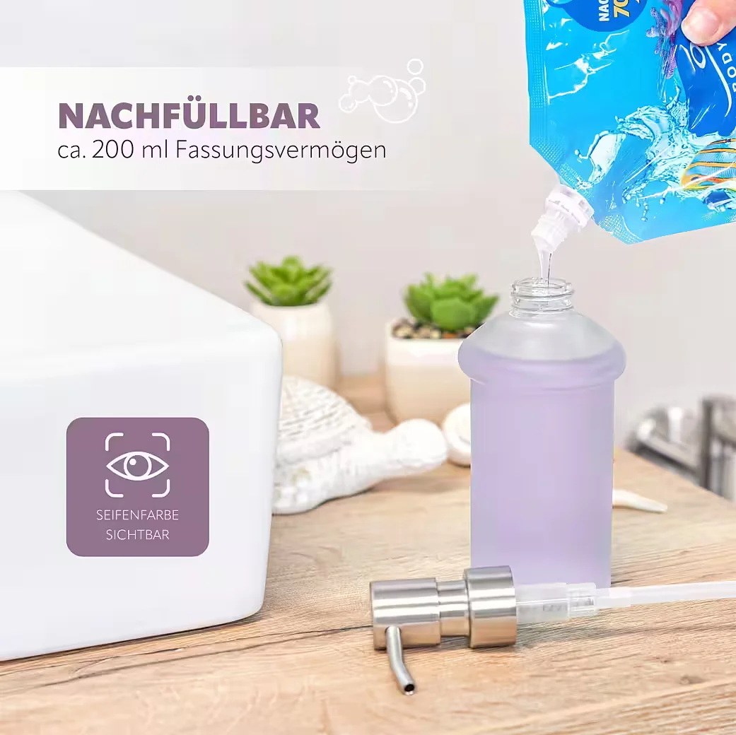 BREMERMANN Seifenspender Bad-Serie PIAZZA - aus Glas & Edelstahl, matt (1-tlg)