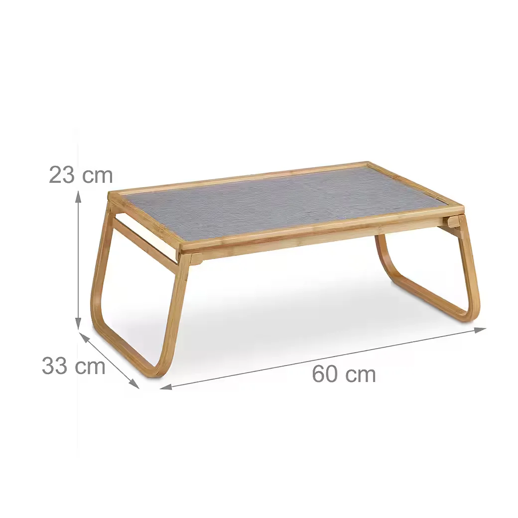 Relaxdays Betttablett Tabletttisch klappbar Bambus Frühstückstablett