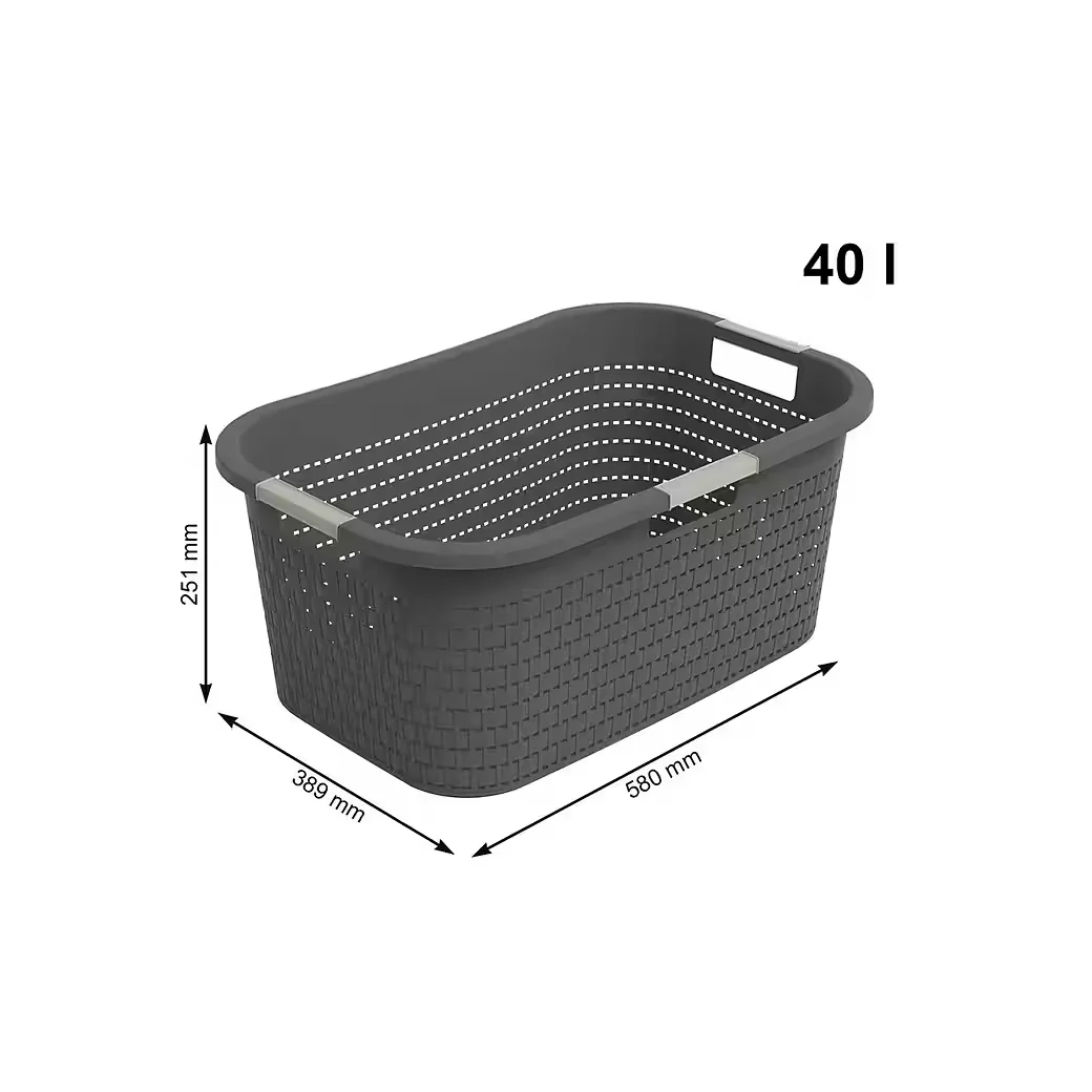 Wäschekorb Wäschebox 40L COUNTRY, ergonomische Wäschebehälter mit Griffe
