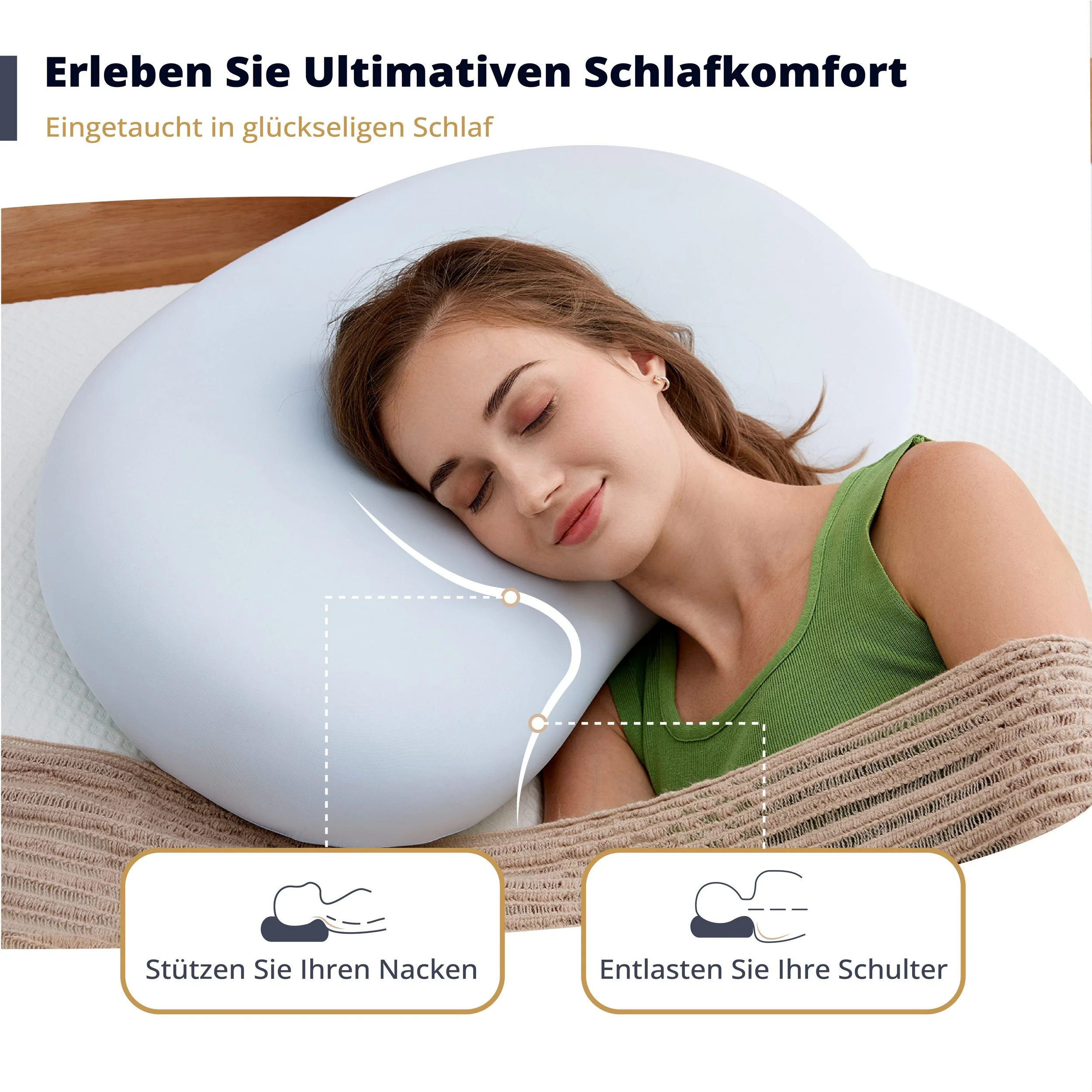 EMERSPRING Nackenstützkissen Memory Foam 66x39 cm Seitenschläfer
