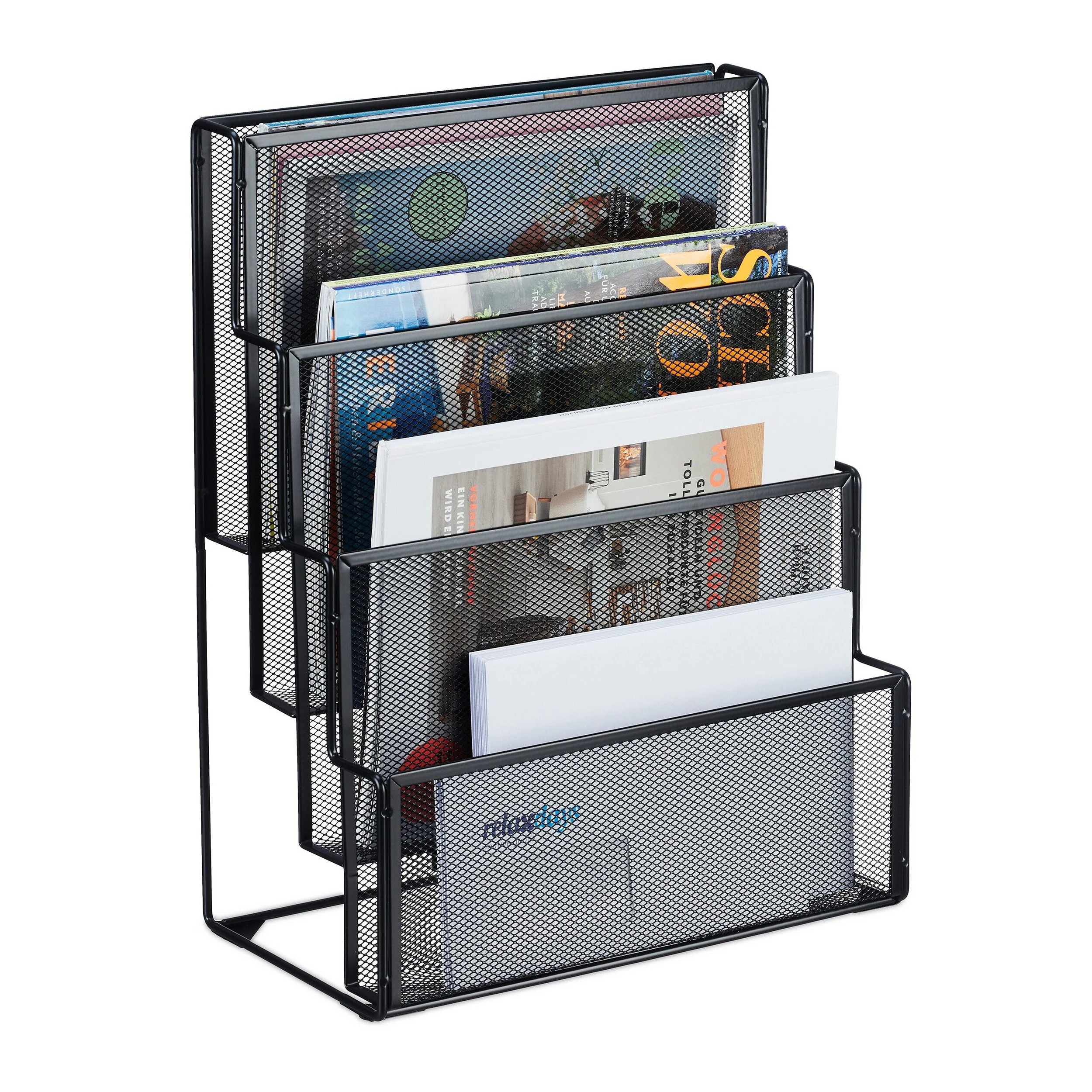 RELAXDAYS Zeitungsständer Zeitschriftenhalter Metall 4 Fächer