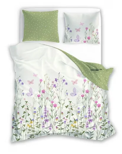 Bettwäsche Wendebettwäsche Blumen Schmetterling Baumwolle