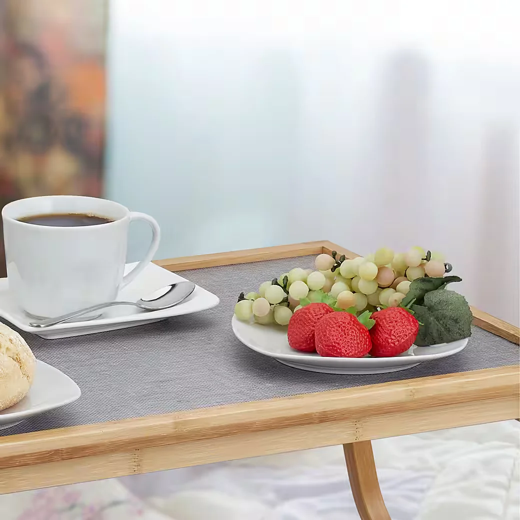 Relaxdays Betttablett Tabletttisch klappbar Bambus Frühstückstablett