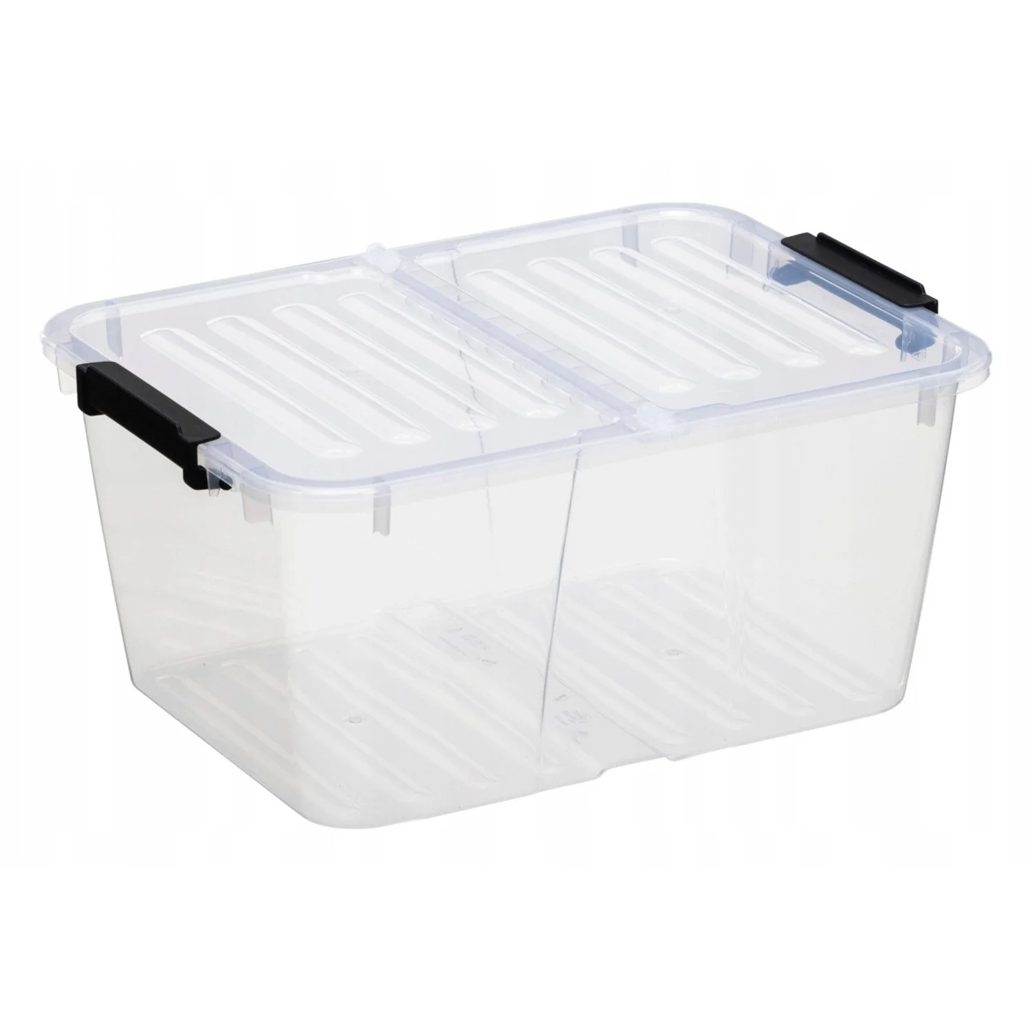 PLAST TEAM Aufbewahrungsbox Behälter mit Doppeldeckel 15l Doppeldeckelbehälter, Klappdeckel, Sicherheitsclips