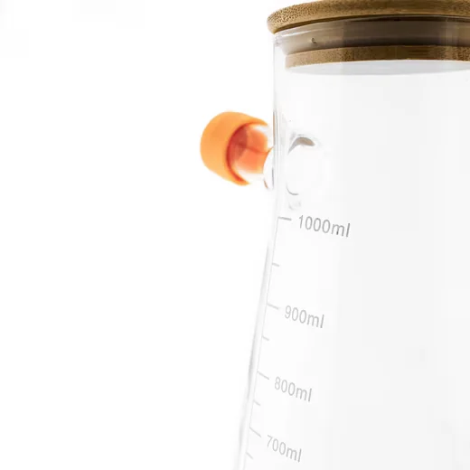 SUNAY Ölspender Set 3 teilig aus Glas mit Bambusdeckel und Untersetzer