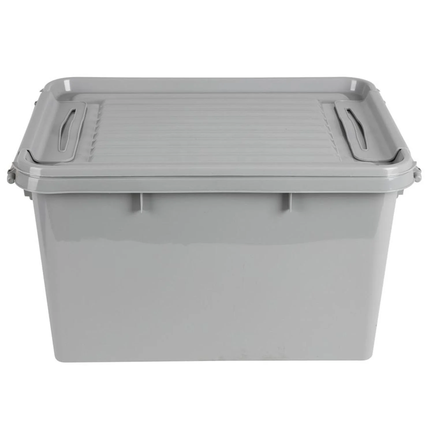 PLAST1 Aufbewahrungsbox 32 L hellgrau recycelt Deckel Spielzeugkiste