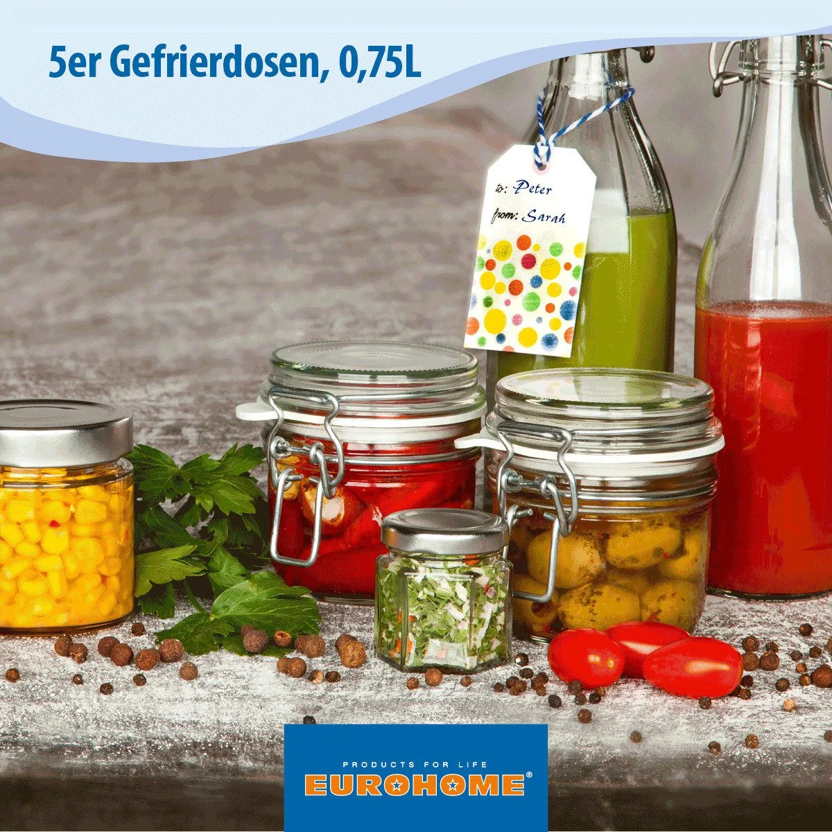 EUROHOME Vorratsdose Gefrierdosen Set 0,75L zum Frischhalten und Gefrieren