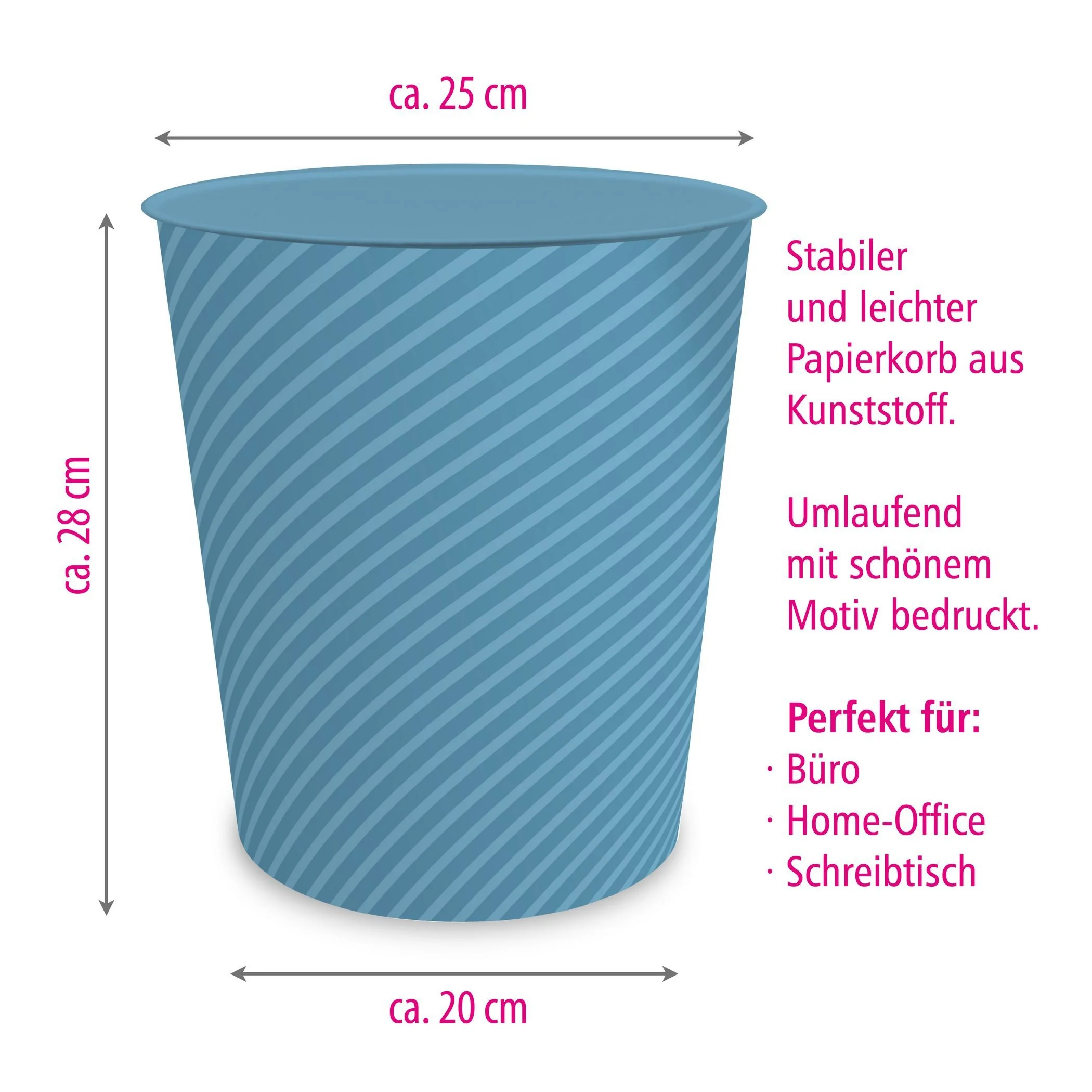ITENGA Papierkorb 11 Liter STRIPE pastellblau Nordic Blue