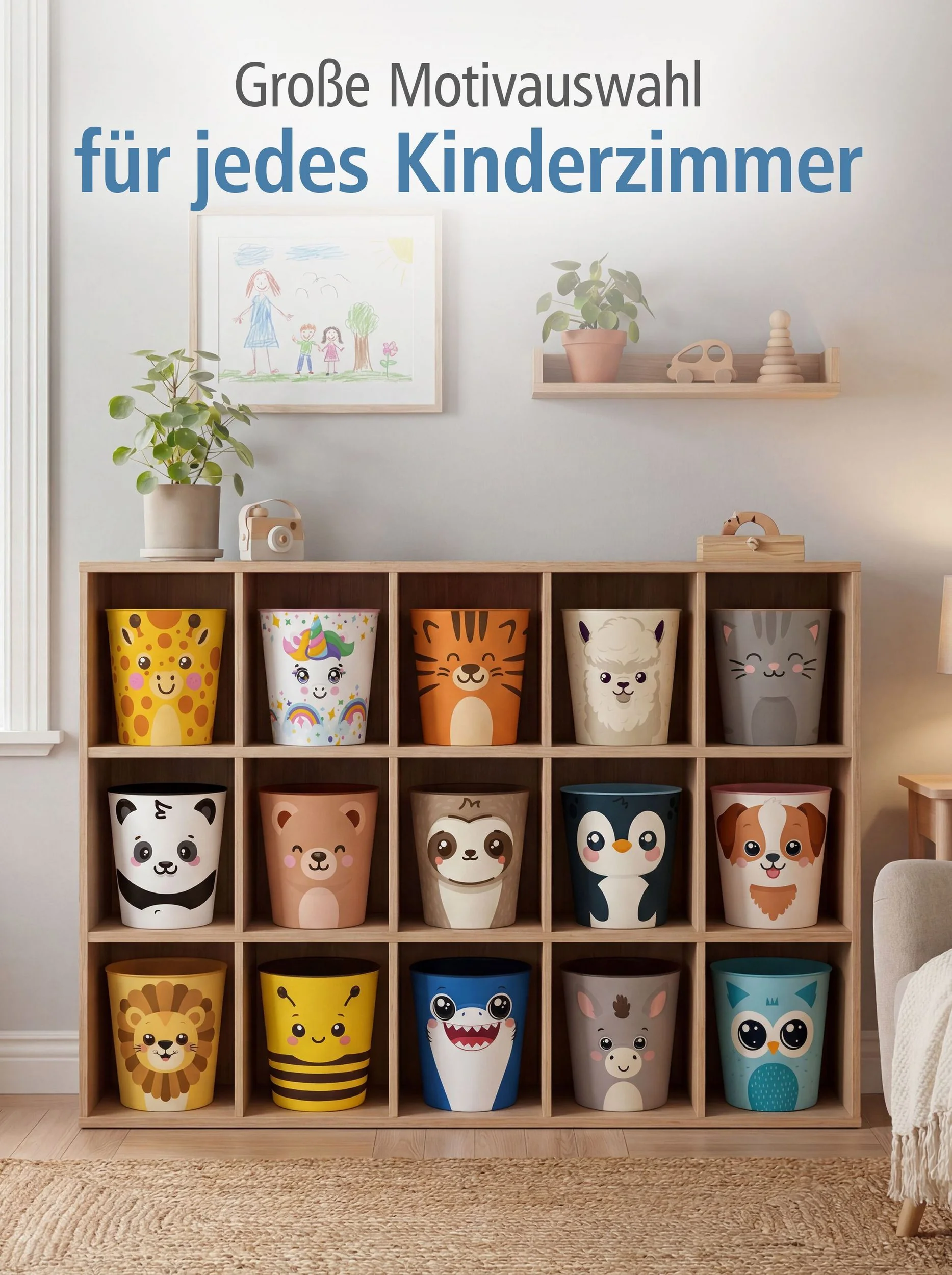 ITENGA Papierkorb Alpaka Lama Kawaii ca 11 Liter Tiermotiv