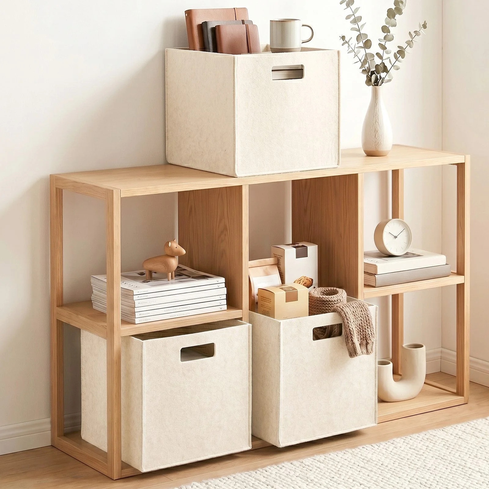 YOUYIJIA Aufbewahrungsbox Filz-Aufbewahrungsbox 31x31x31 cm – Faltbare Regalbox, Organizer-Korb