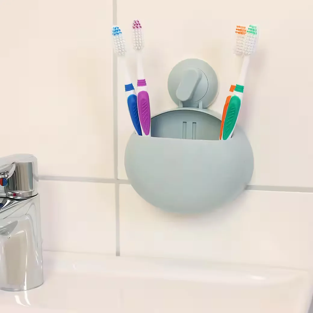 LANTELME Zahnbürstenhalter 2 Stück Set mit Saugnapf Utensilienhalter für Zahnpasta Zahnbürsten (2 Zahnbürsten Halter im Set)