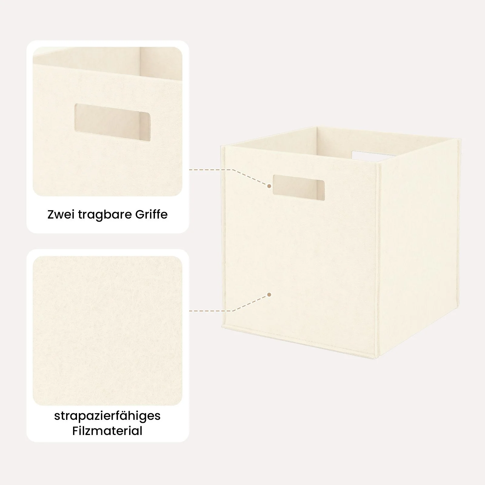 YOUYIJIA Aufbewahrungsbox Filz-Aufbewahrungsbox 31x31x31 cm – Faltbare Regalbox, Organizer-Korb